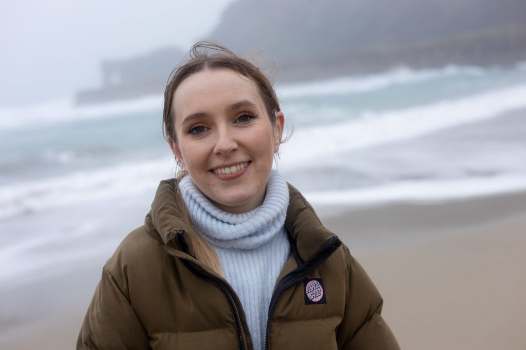 rose ayling ellis on beach in signs for change