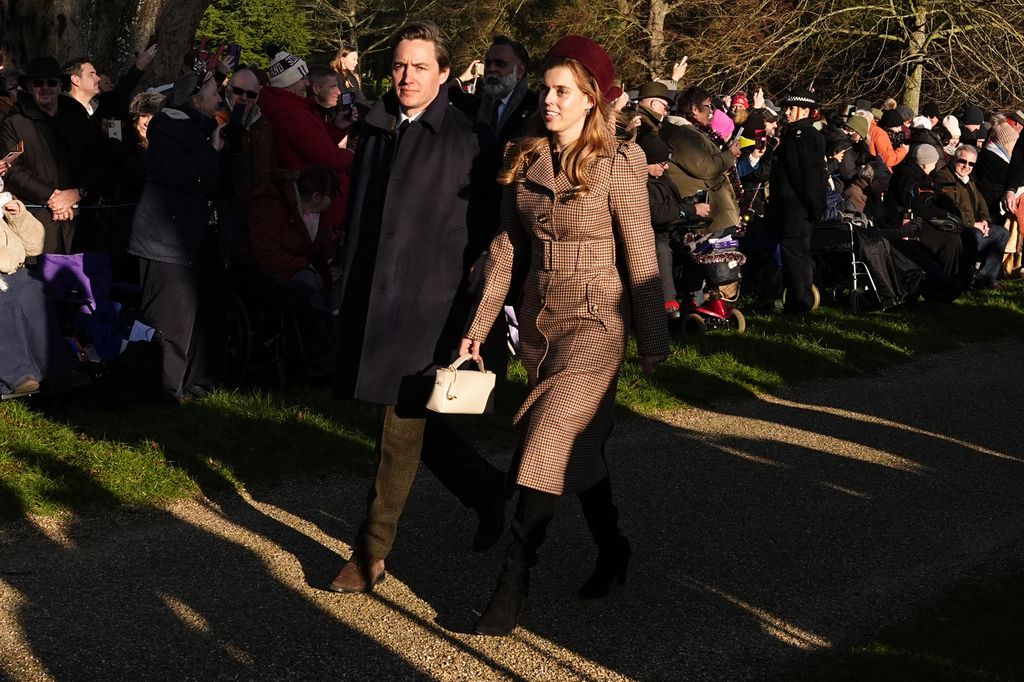 Princess Beatrice and Edoardo Mapelli Mozzi attending the Christmas Day morning church service at St Mary Magdalene Church in Sandringham, Norfolk. Picture date: Thursday December 25, 2025. (Photo by Aaron Chown/PA Images via Getty Images)