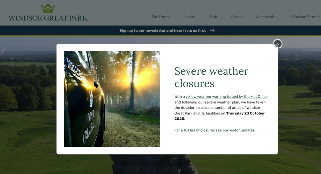 The weather warning forced parts of the park to close