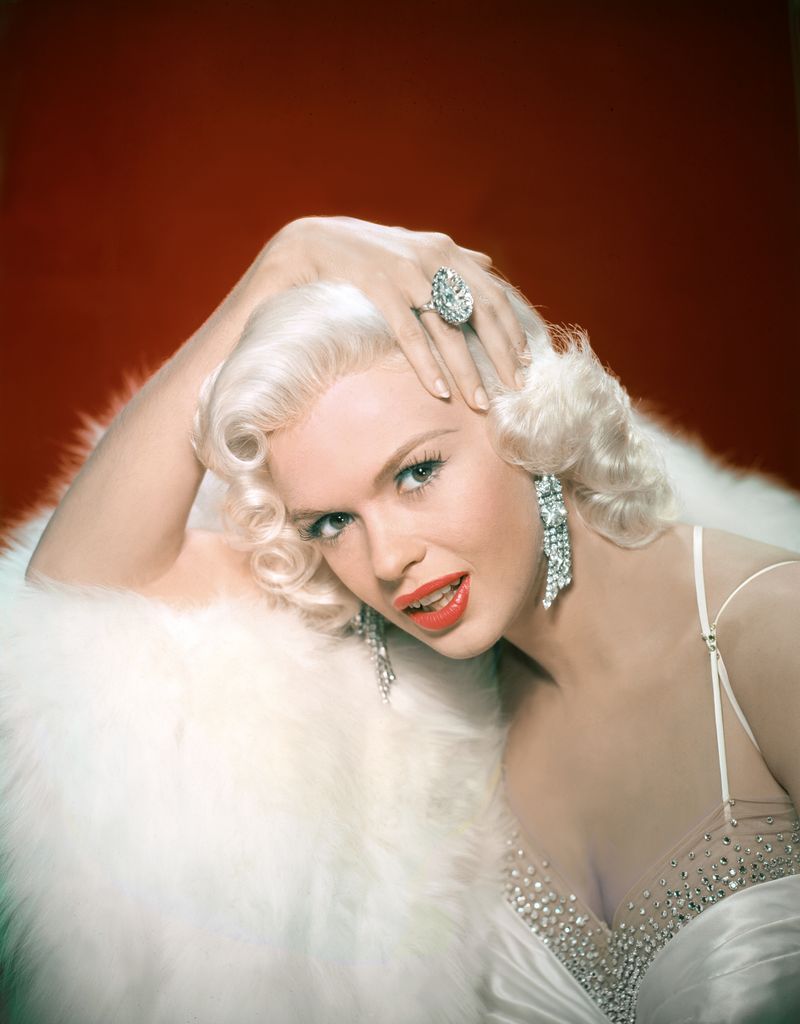 Jayne Mansfield photographed on the set of The Girl Can't Help It at the height of her fame in 1956
