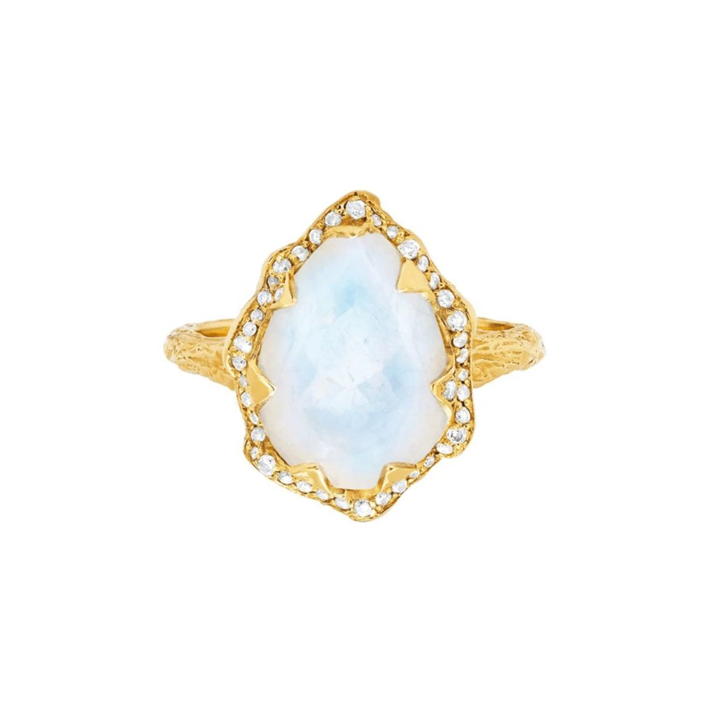 gold ring with a central moonstone