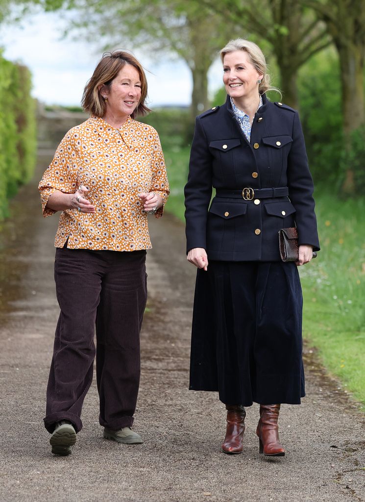 Sophie walking with head gardener Sarah Mead during her visit to Yeo Valley Farm