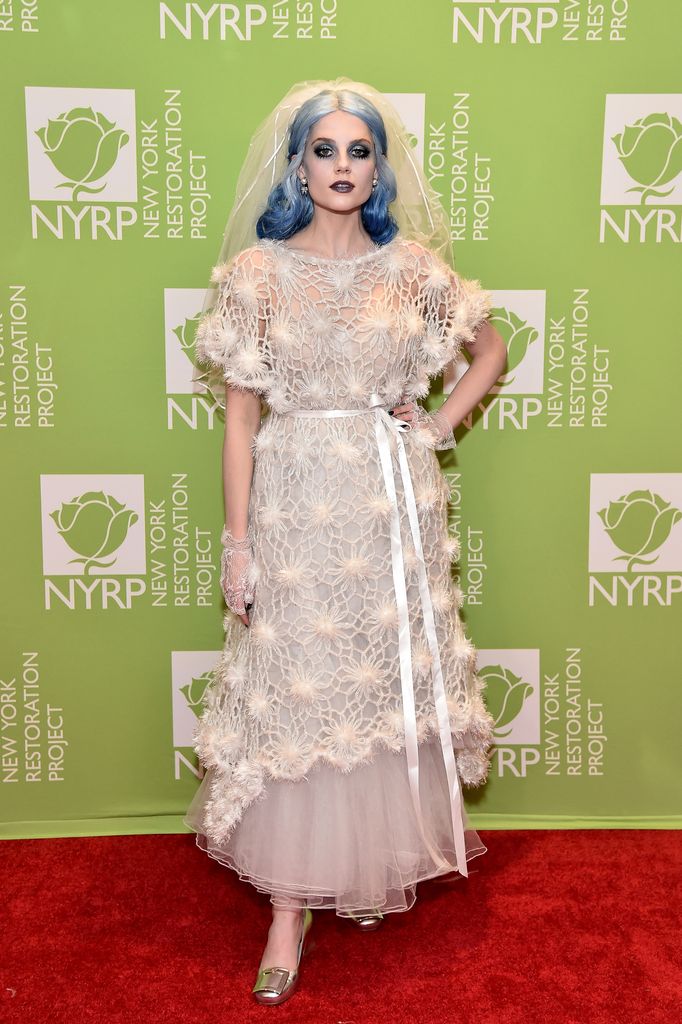 Lucy Boynton dressed as Corpse Bride