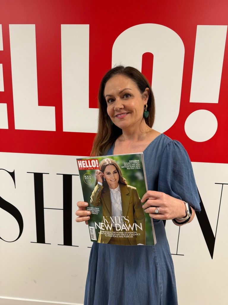 Emily Nash with a copy of HELLO!