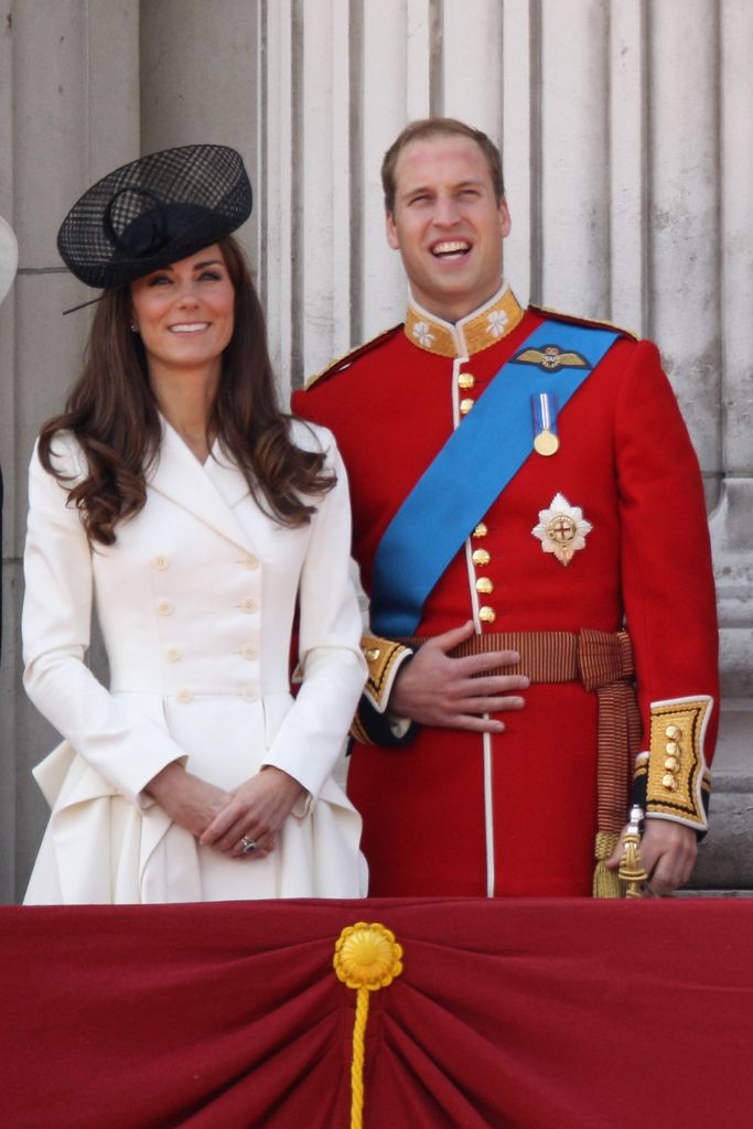 Kate Middleton wearing white McQueen dress at Trooping the Colour 2011
