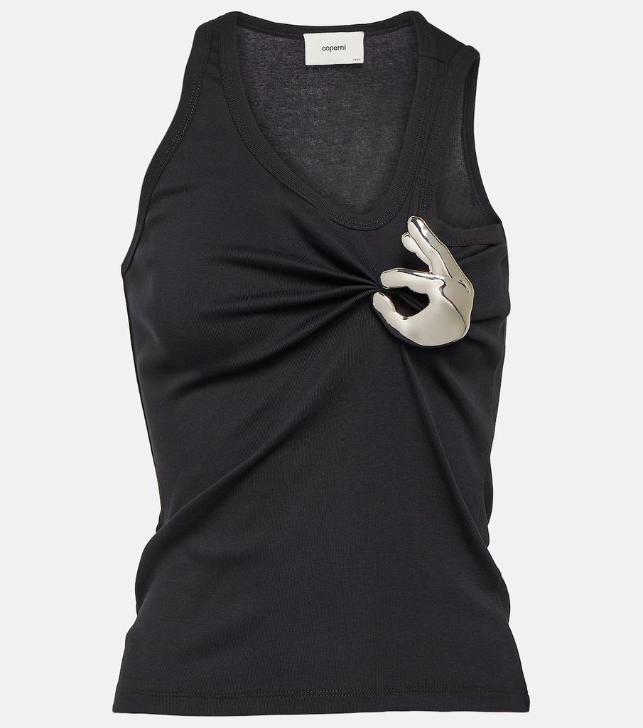 Emoji embellished cotton tank top
