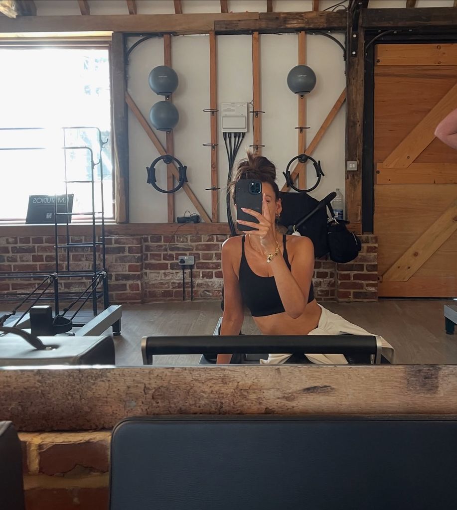 michelle keegan taking selfie in pilates studio