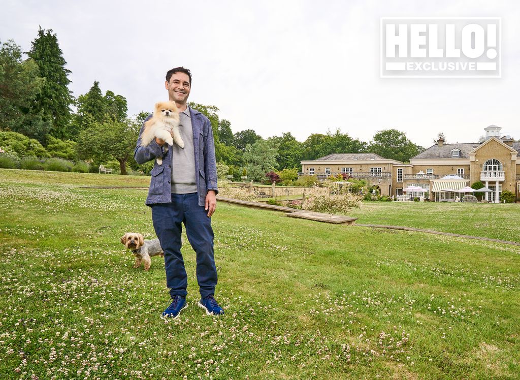 Pierre Mascolo posing with dogs outside Surrey home Summerdown Manor 