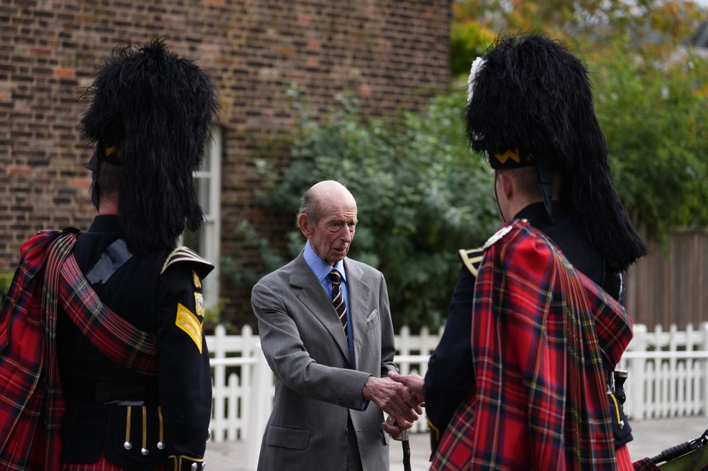 The Duke of Kent thanked the pipers after their performance