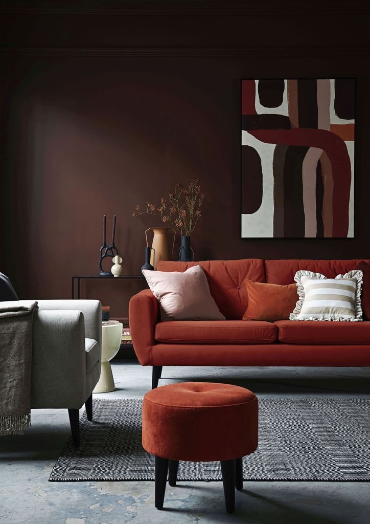 Jack 3 Seat Sofa in Burnt Orange Velvet