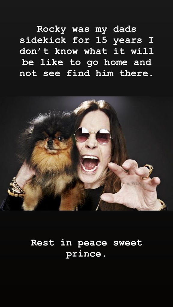 Story posted by Kelly Osbourne with a picture of father Ozzy with his dog Rocky