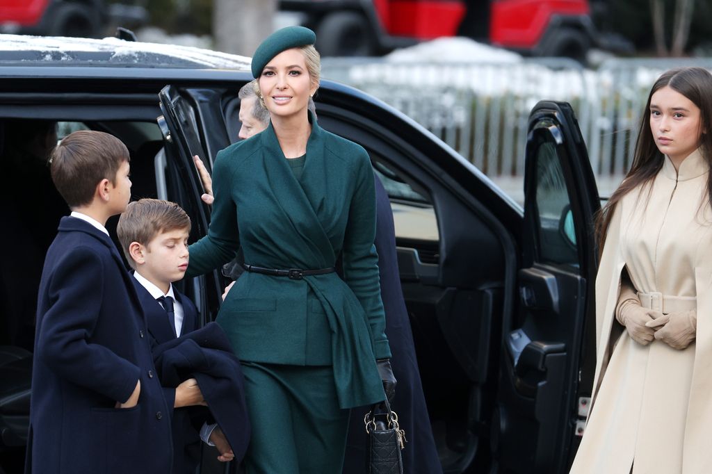 Ivanka Trump arrived at the church in style green suit
