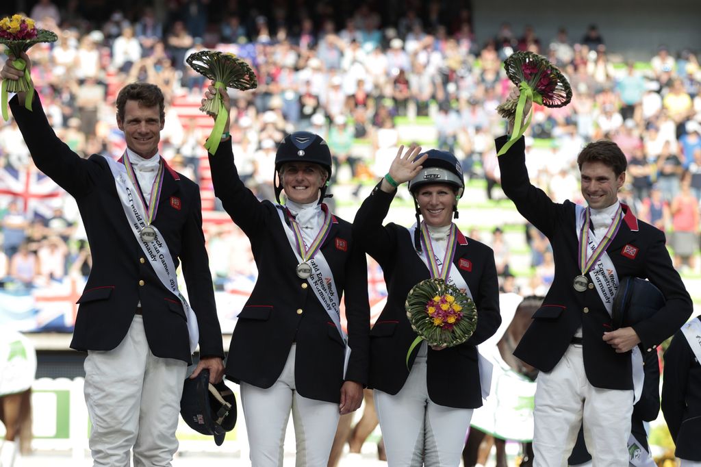 Zara with teammates at the World Equestrian Games 2014