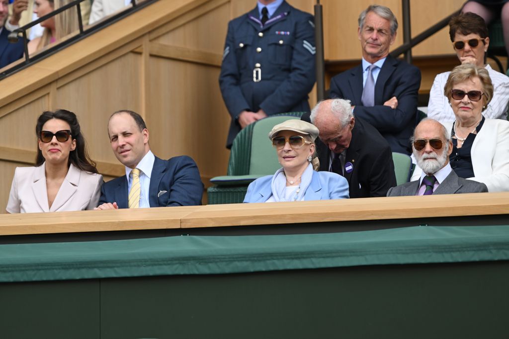 Sophie Winkleman, Lord Frederick Windsor, Princess Michael of Kent and Prince Michael of Kent watch Carlos Alcaraz vs Novak Djokovic