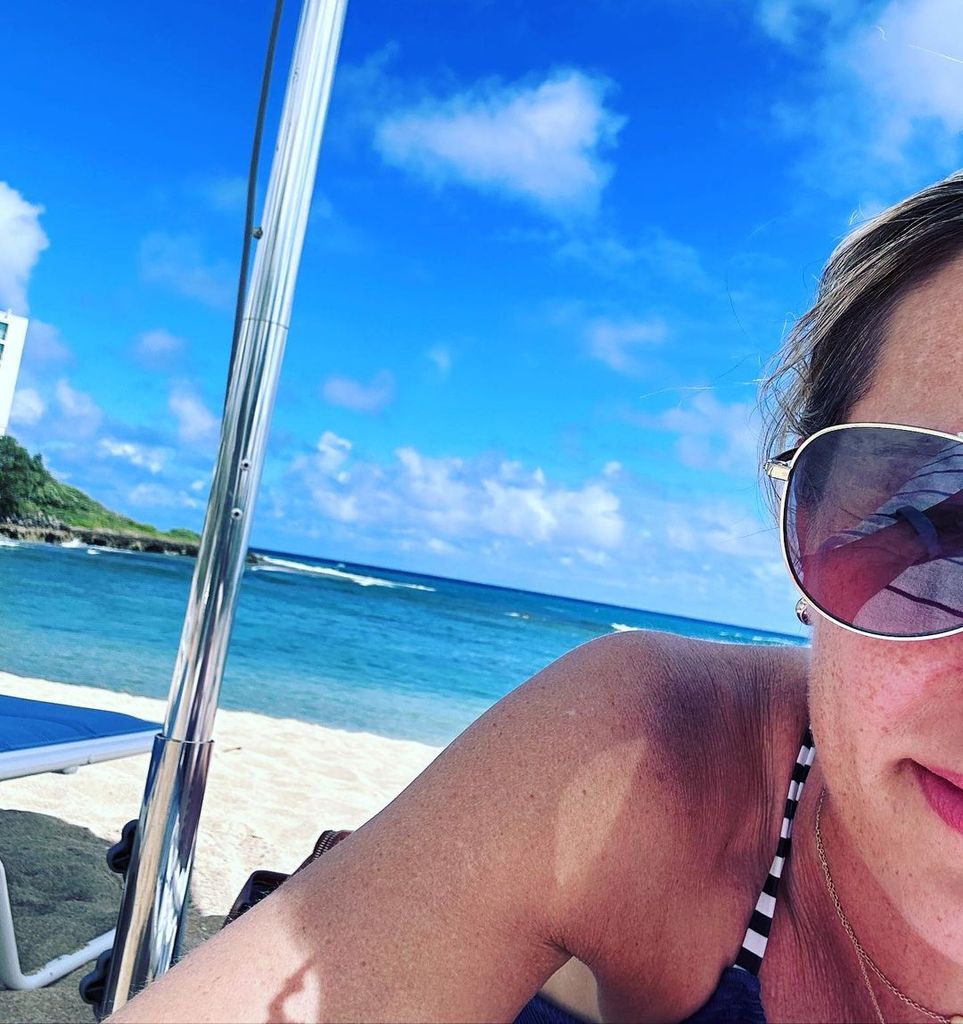 Dylan Dreyer took the opportunity to relax on a beach