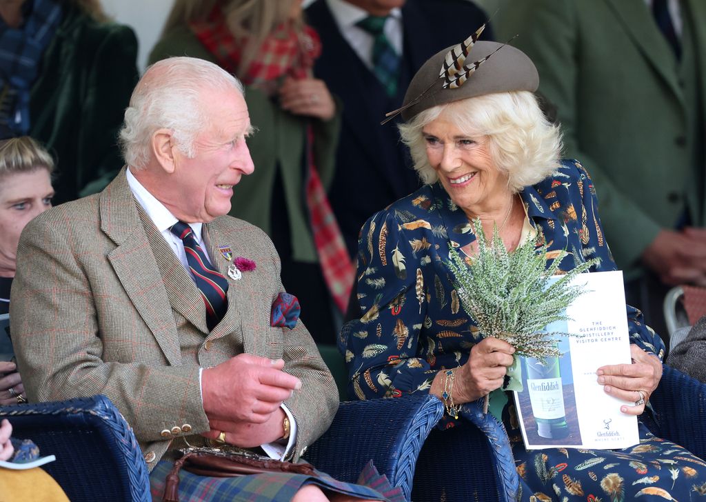 Queen Camilla with King Charles at  The Braemar Gathering