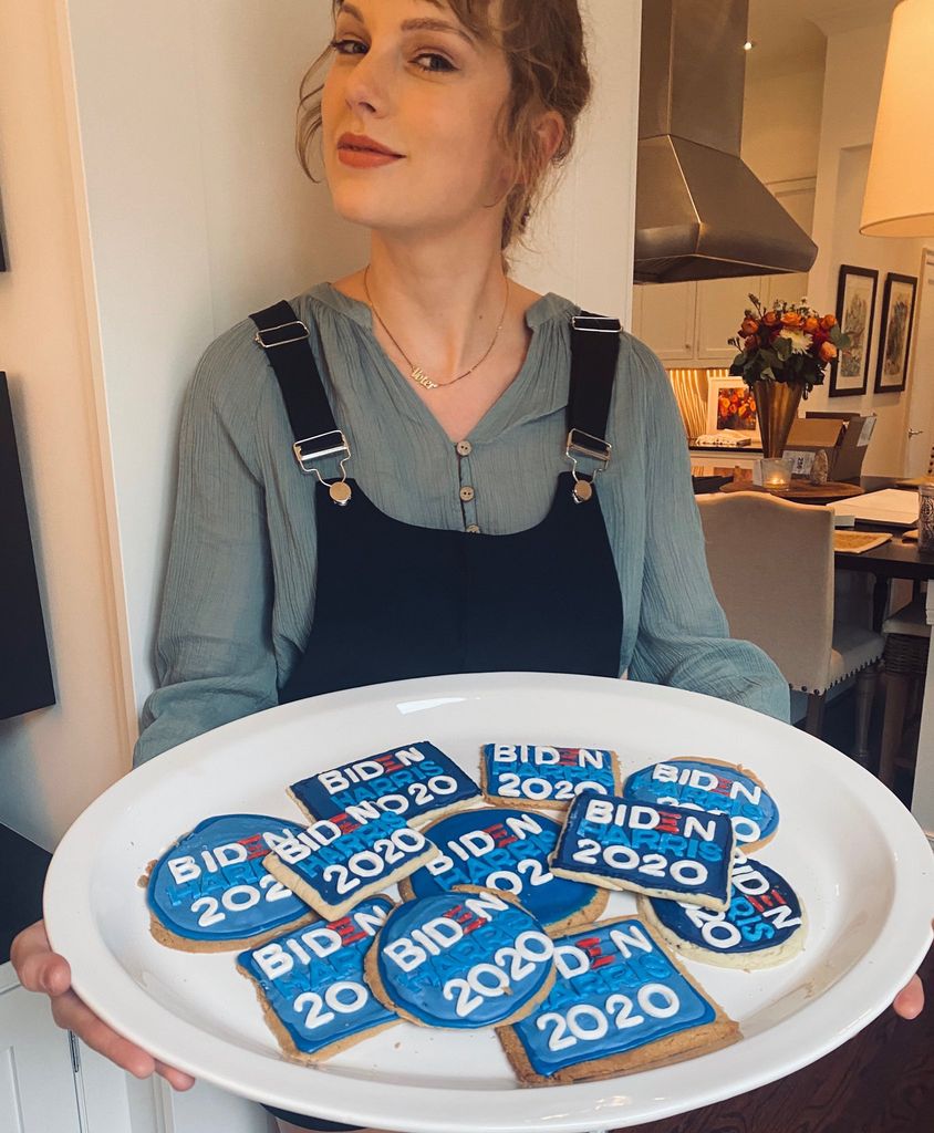 Photo shared by Taylor Swift on Twitter in 2020 of her homemade "Biden Harris" cookies as she officially endorsed Joe Biden and Kamala Harris