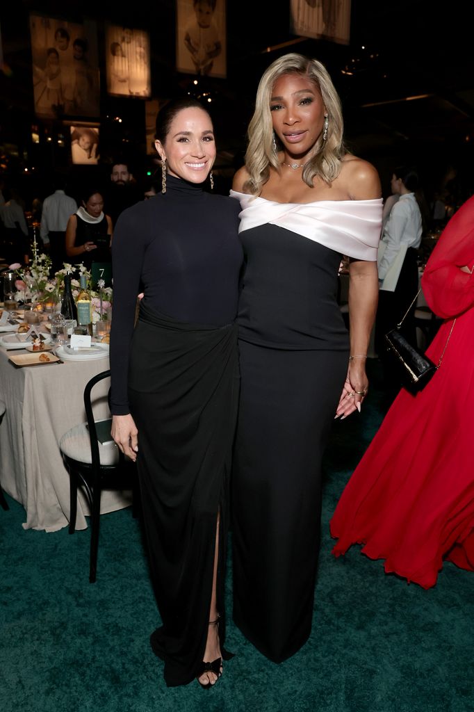 Meghan, Duchess of Sussex and Serena Williams attend the 2025 Baby2Baby Gala Presented By Paul Mitchell at Pacific Design Center on November 08, 2025 in West Hollywood, California