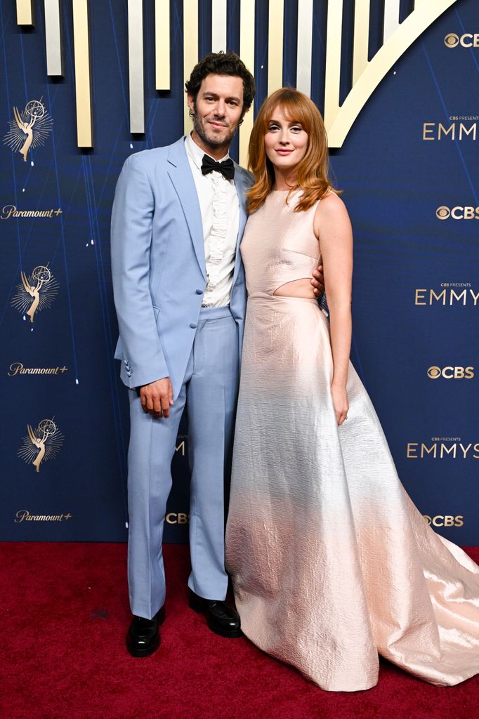 Adam Brody, Leighton Meester at the 77th Primetime Emmy Awards held at the Peacock Theater on September 14, 2025 in Los Angeles, California.
