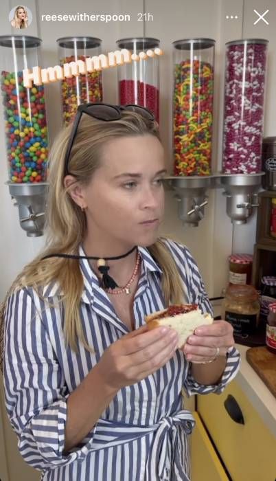 reese witherspoon striped dress food