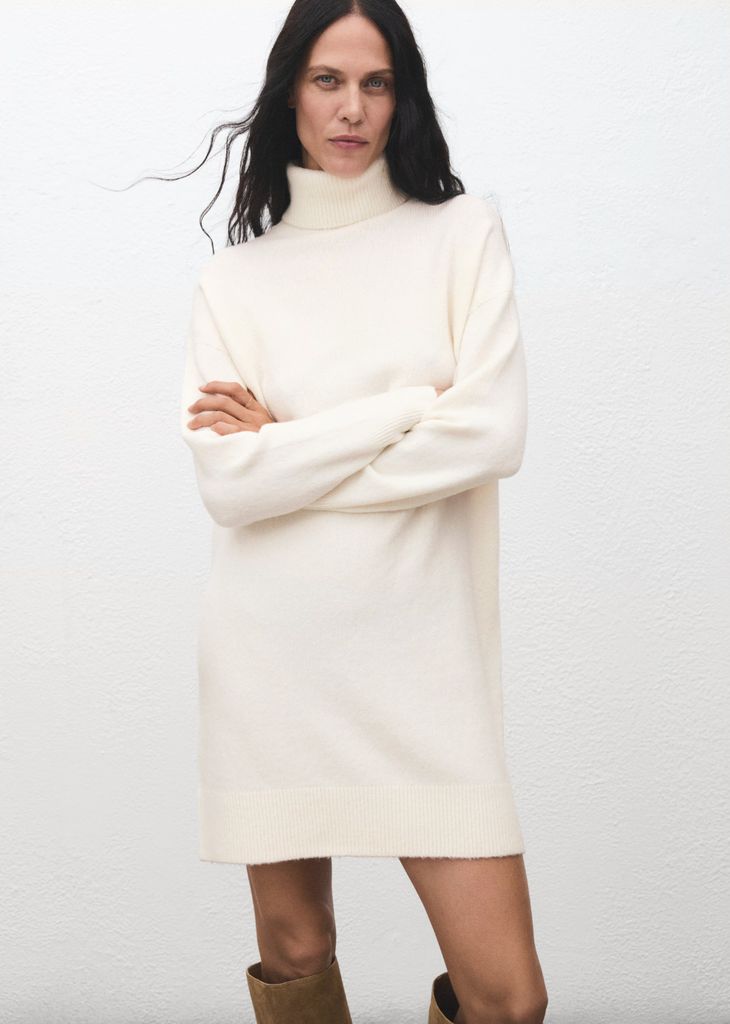 Mango Cream Knitted Dress