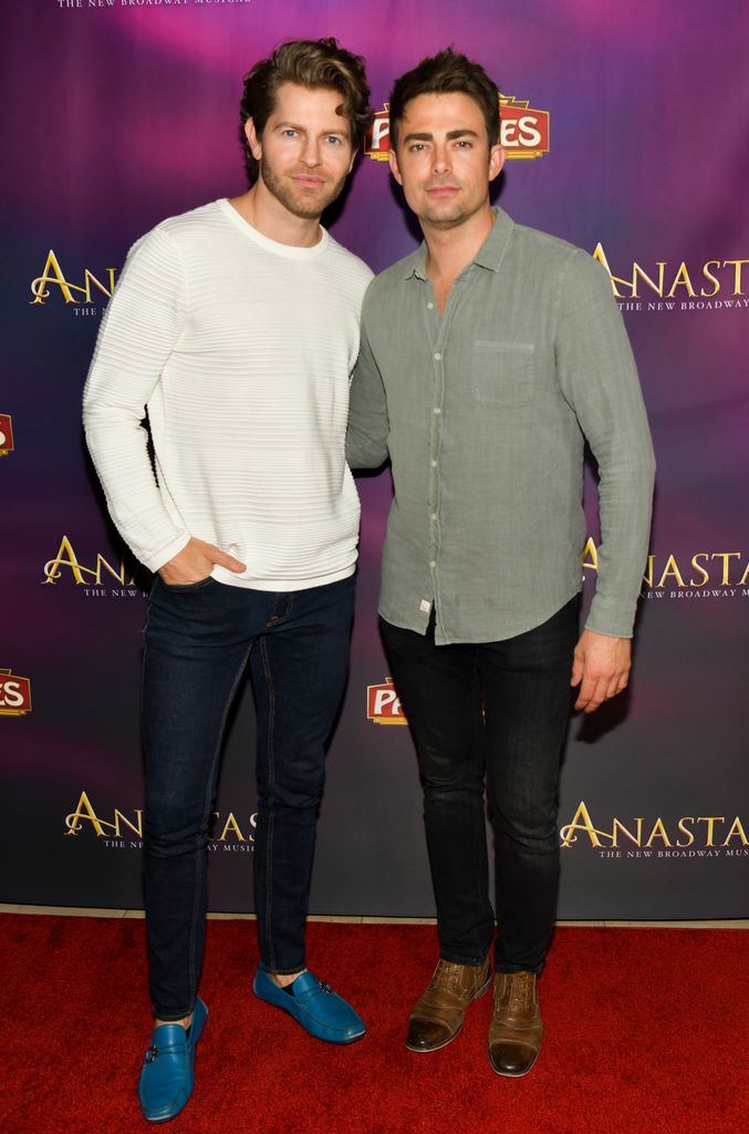HOLLYWOOD, CALIFORNIA - OCTOBER 08: Jaymes Vaughan (L) and Jonathan Bennett attend the Open Night Performance of "Anastasia" Hollywood Pantages Theatre at the Pantages Theatre on October 08, 2019 in Hollywood, California. (Photo by Rodin Eckenroth/Getty Images)
