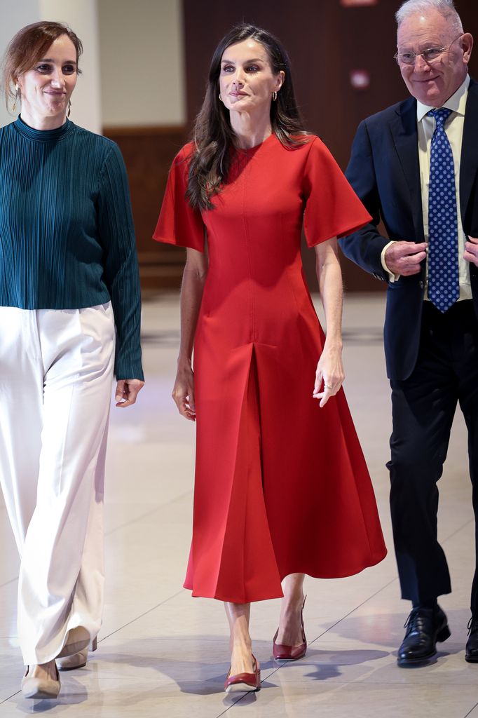 Queen Letizia wearing red dress