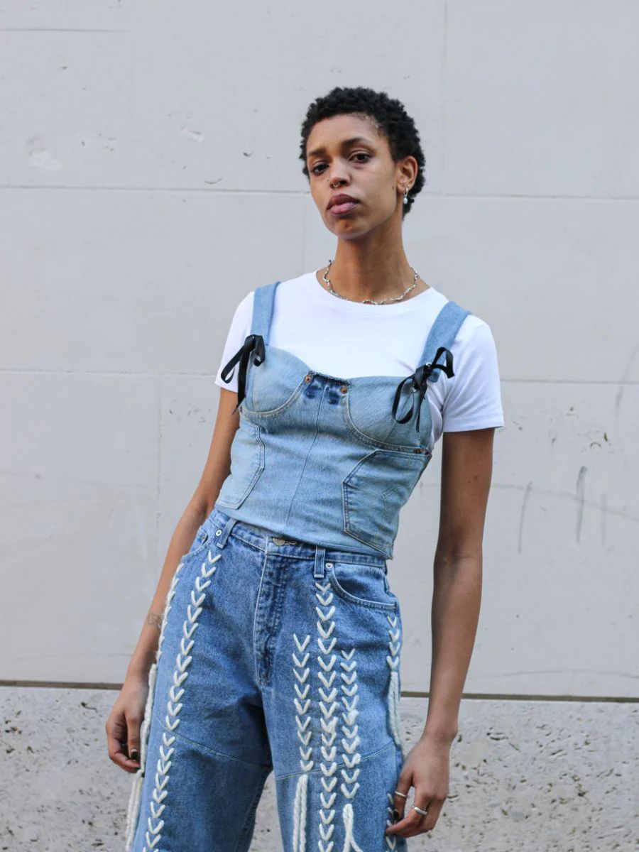 Upcycled Deconstructed Denim Corset - Fanfare
