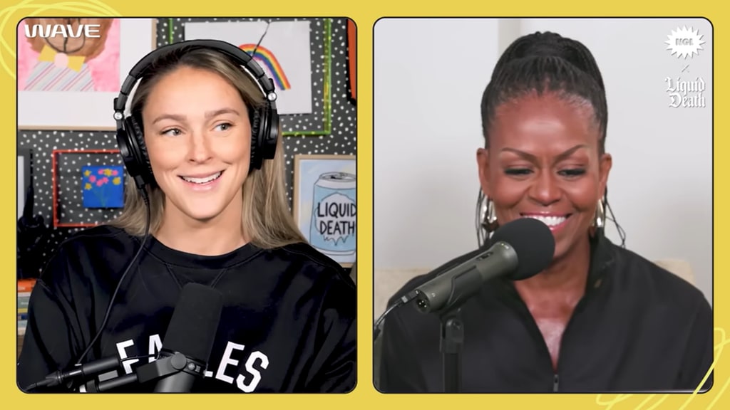 Screengrab of Kylie Kelce and Michelle Obama on "Not Gonna Lie"