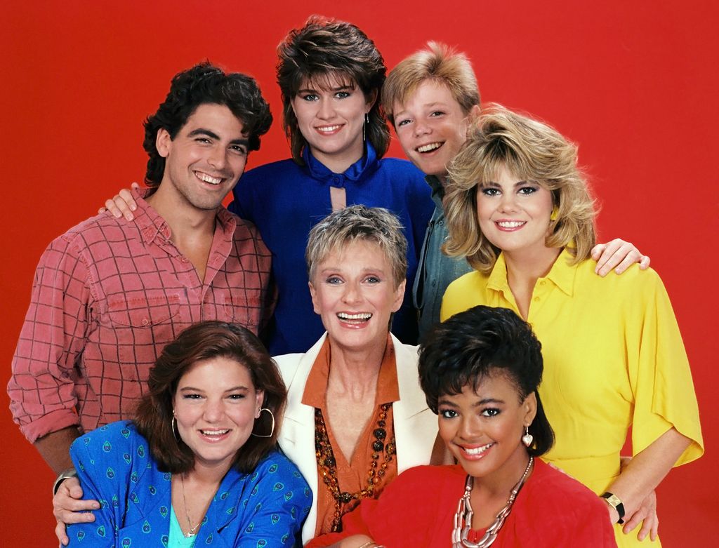 George Clooney (far left) poses with Facts of Life cast