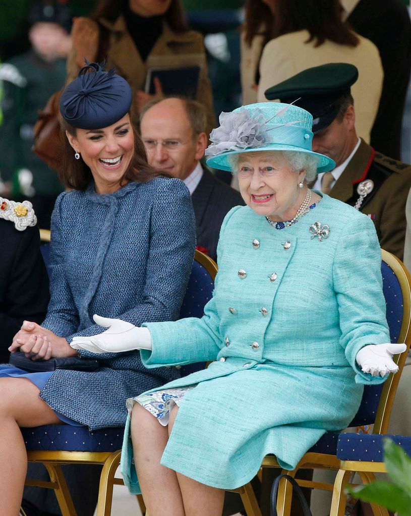 Kate Middleton laughing with Queen Elizabeth II in Nottingham