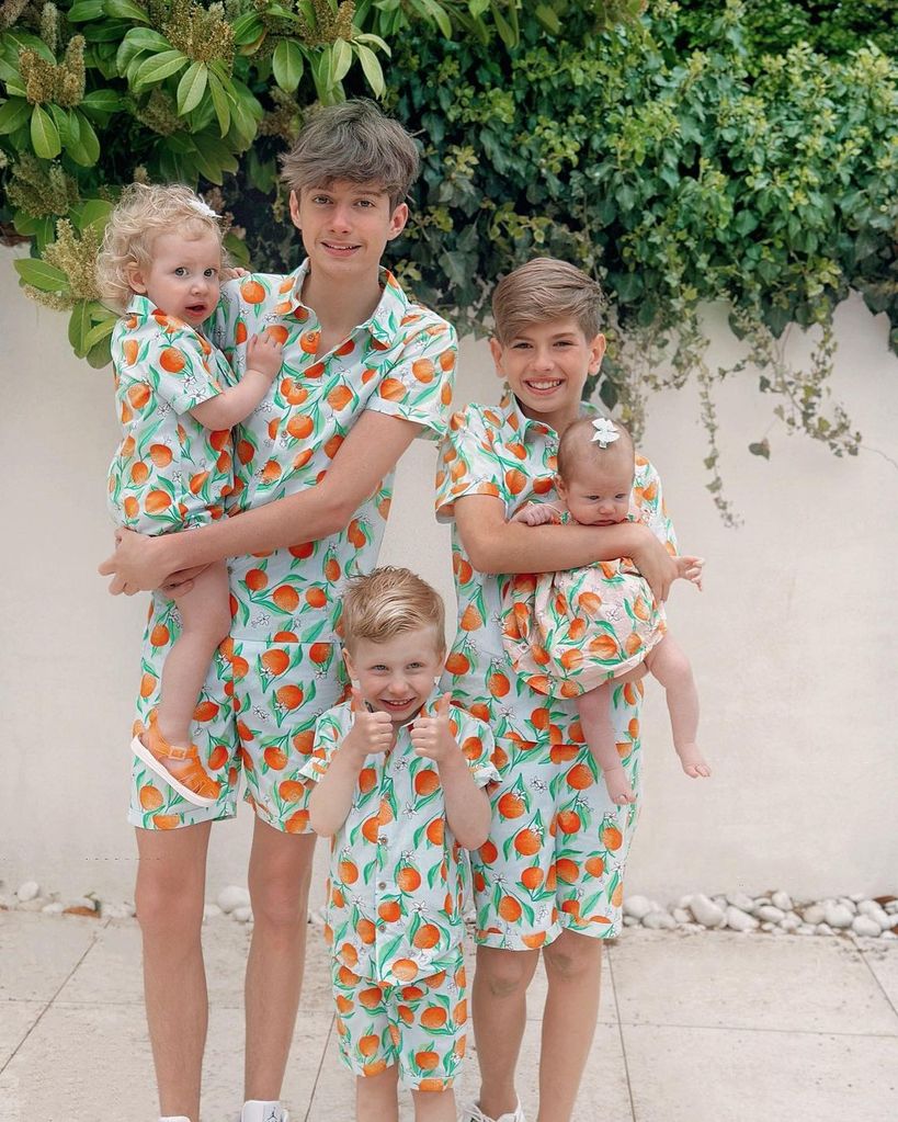 Stacey's kids wearing matching PJ sets