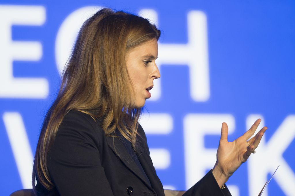 La princesse Beatrice York, fondatrice de By-EQ Talks avec Jimmy Wales, fondatrice de Wikipedia lors de l'événement de la London Tech Week s'est tenue à Olympia à Londres, en Grande-Bretagne, 11 juin 2025. 