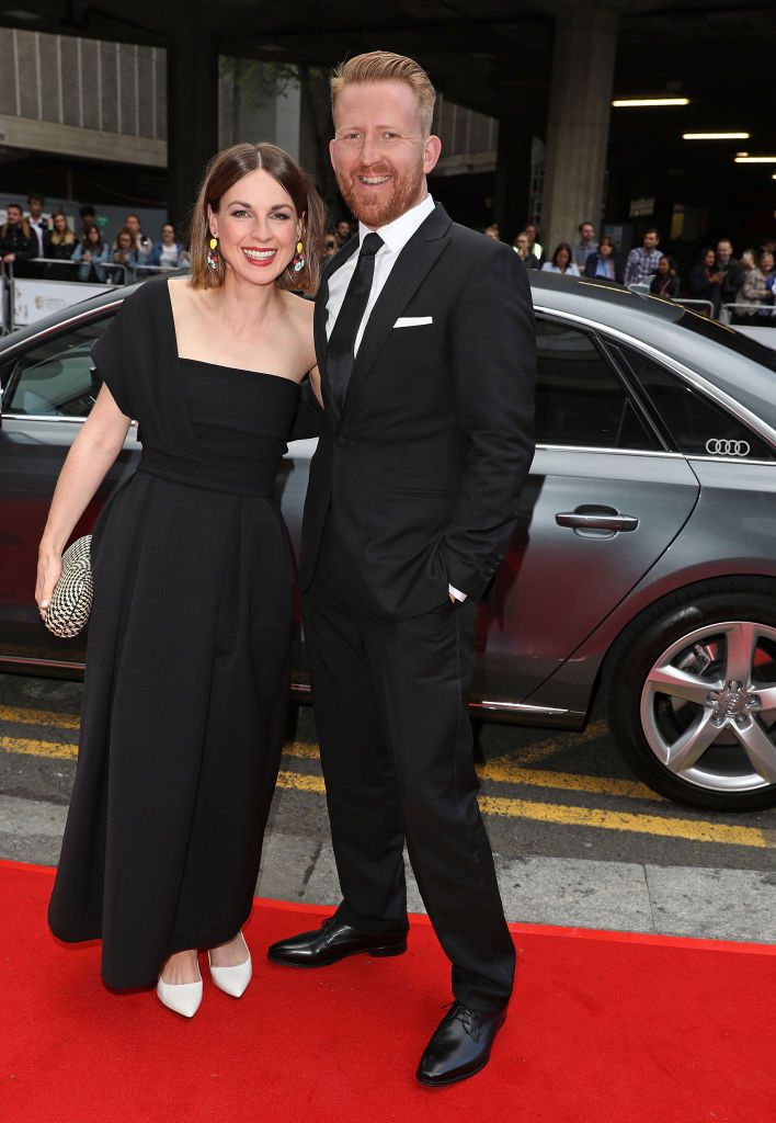 Jessica Raine and her husband Tom Goodman-Hill arrive at the BAFTAs