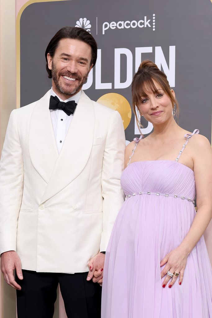 Tom Pelphrey and Kaley Cuoco attends the 80th Annual Golden Globe Awards at The Beverly Hilton on January 10, 2023 in Beverly Hills, California