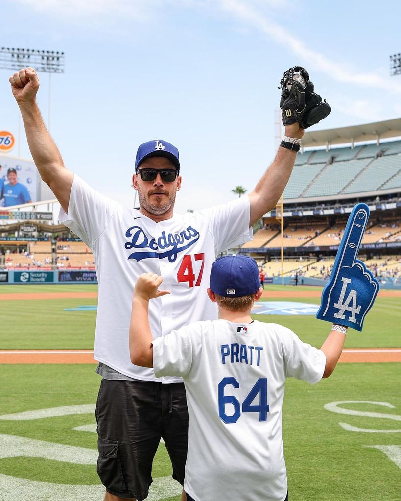 Chris Pratt brought his son Jack, 10, along to the LA Dodgers game