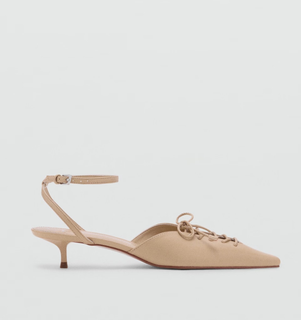 mango lace up heels cream