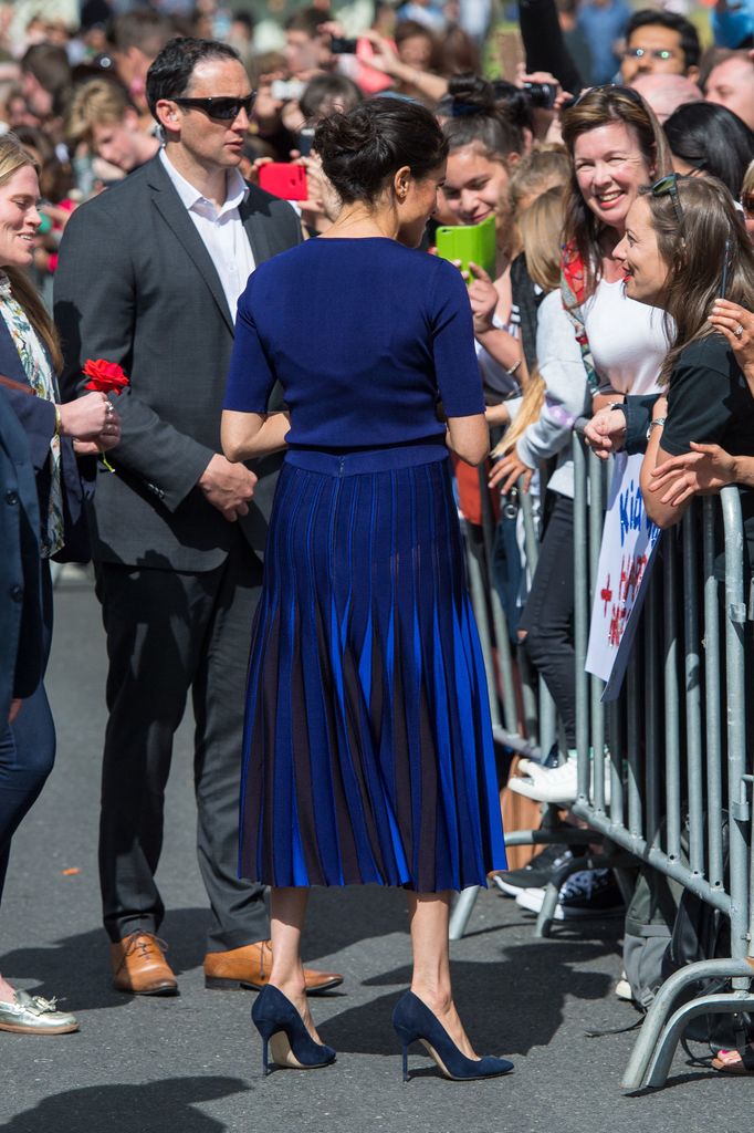 The Duchess of Sussex during a walkabout in Rotorua on day four of the royal couple's tour of New Zealand.