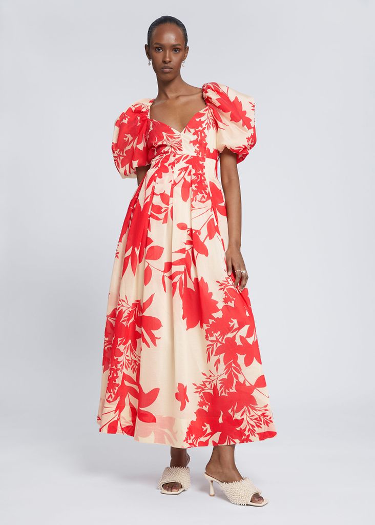 & other stories red and white floral dress