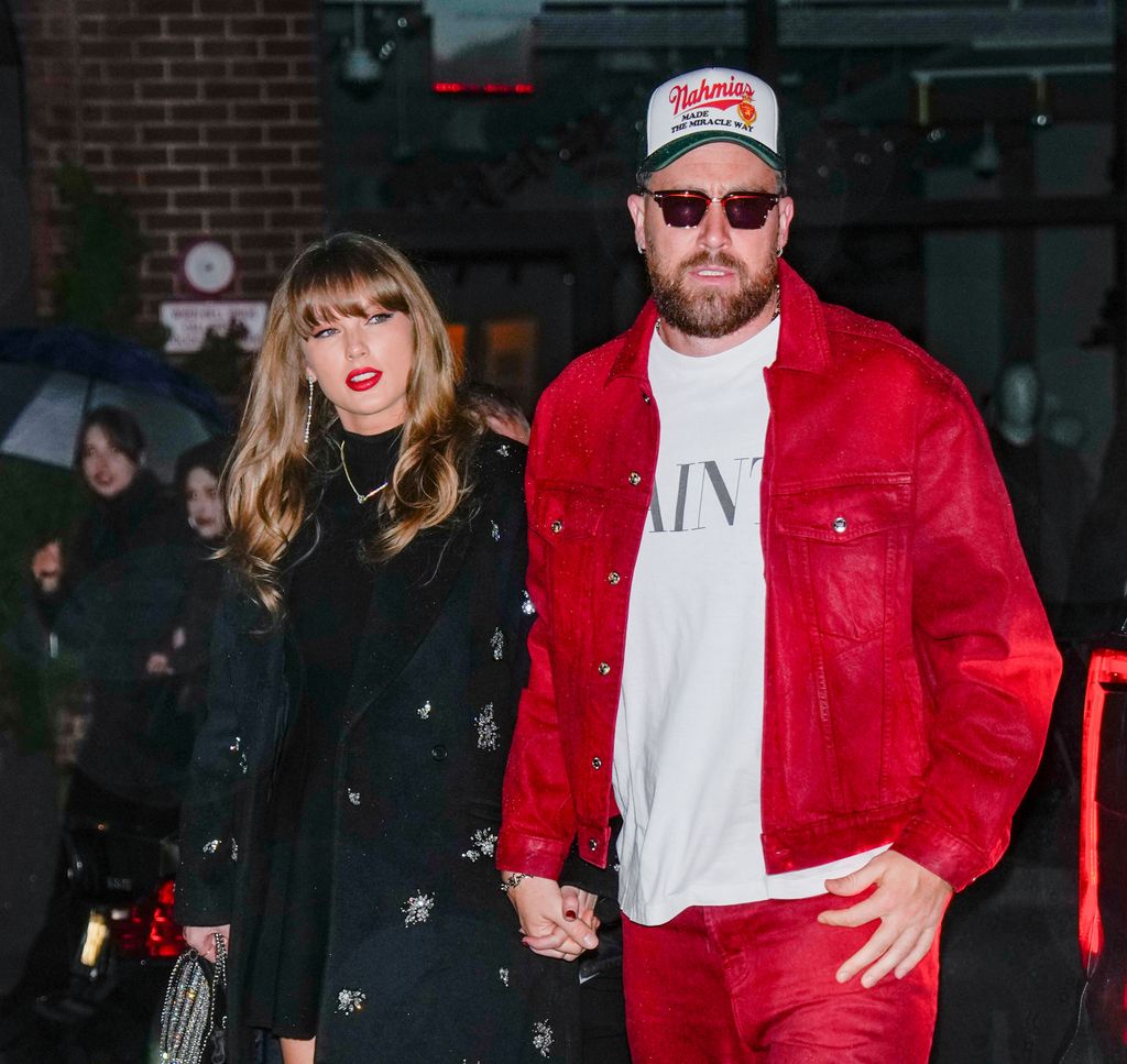 Taylor Swift and Travis Kelce are seen on December 28, 2024 in New York City