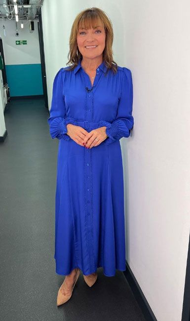 lorraine kelly blue silk dress