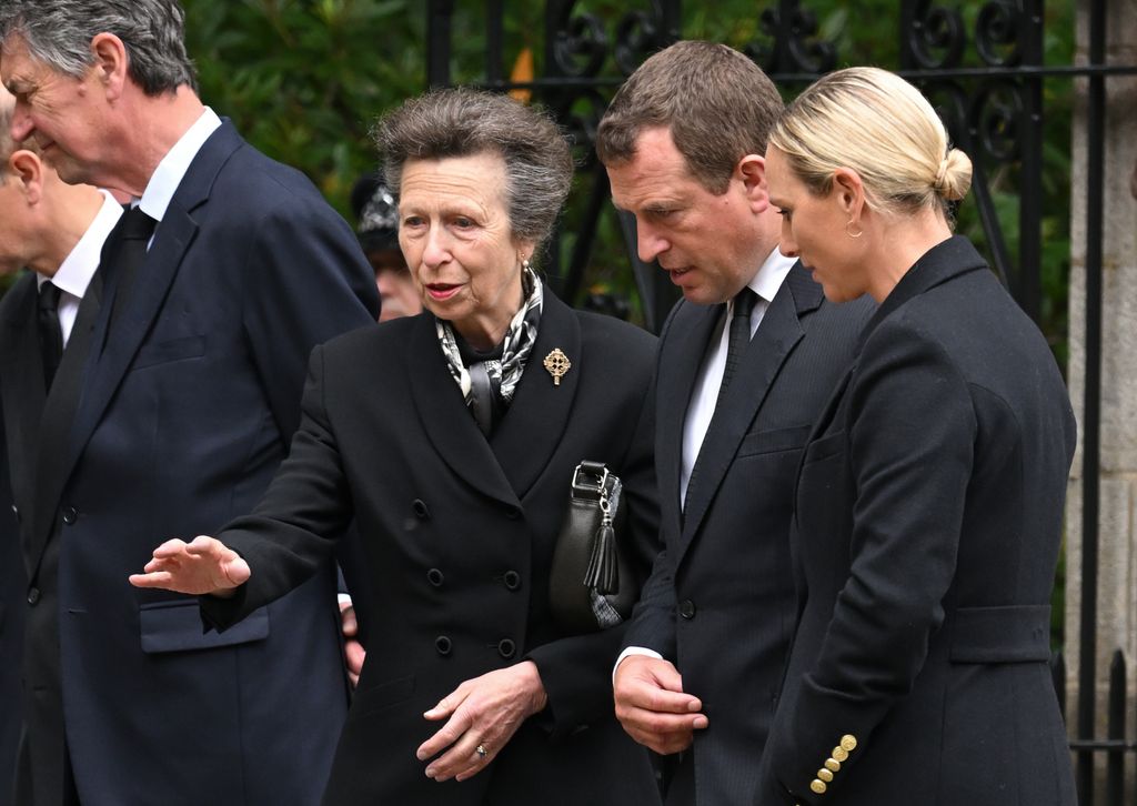Princess Anne with her son Peter Phillips and Zara Tindall