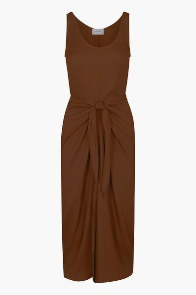 ANEMOS The D.k. Midi Wrap Dress In Matte Crepe In Tawny