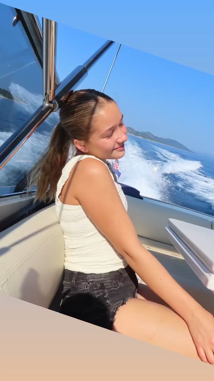 Harper Beckahm looked to be in her element as she enjoyed a boat trip with her parents