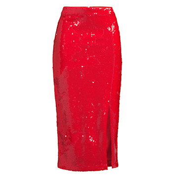 red sequin skirt