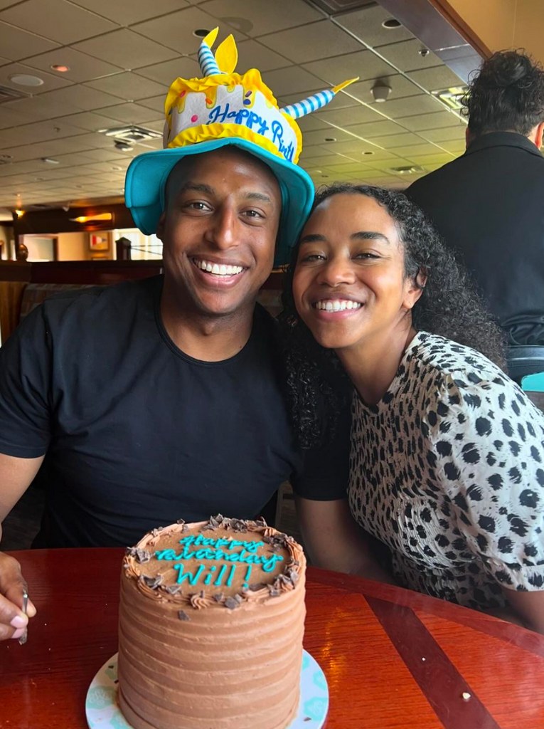 Photo shared by Gayle King on Instagram April 28, 2024, of her son Will Bumpus celebrating his 37th birthday with his fiancée Elise Smith