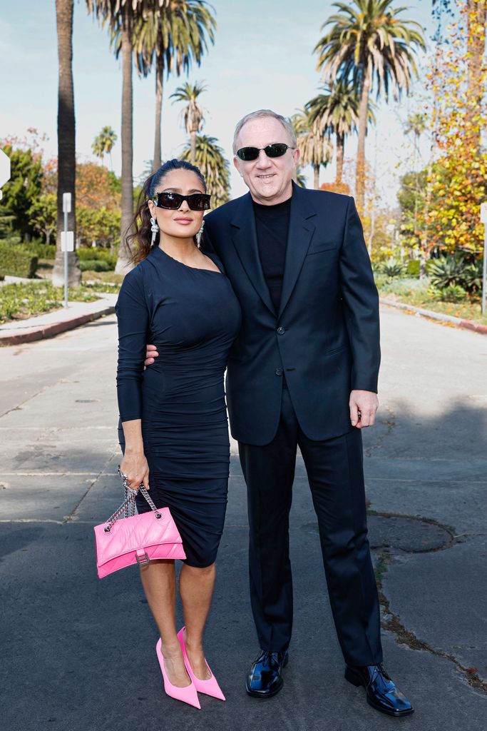 Salma Hayek Francois-Henri Pinault ahead of the Balenciaga Fall 24 Show 