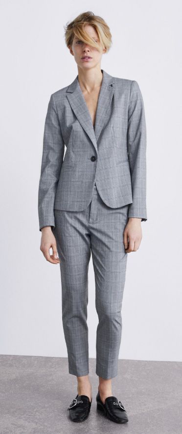 zara grey check suit