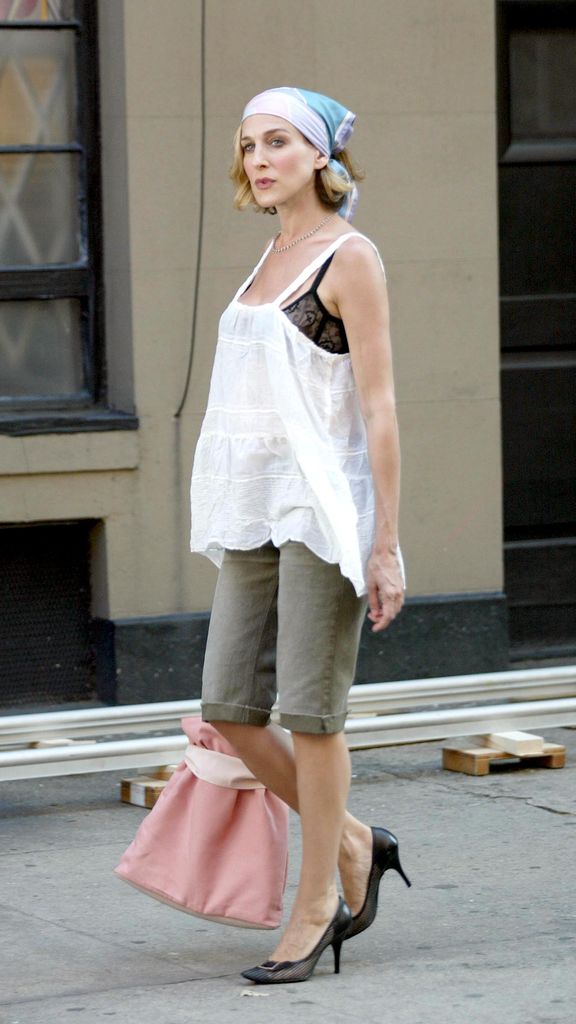 Sarah Jessica Parker, as Carrie Bradshaw, at the Manhattan in New York City, New York