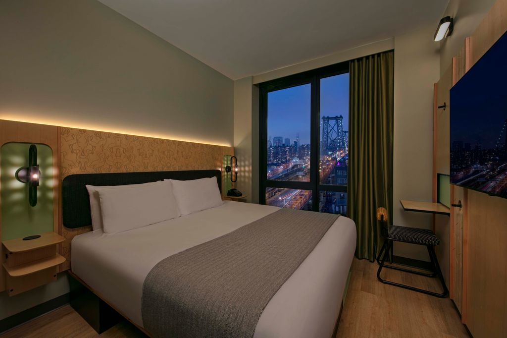 The rooms boast atmospheric views over Manhattan
